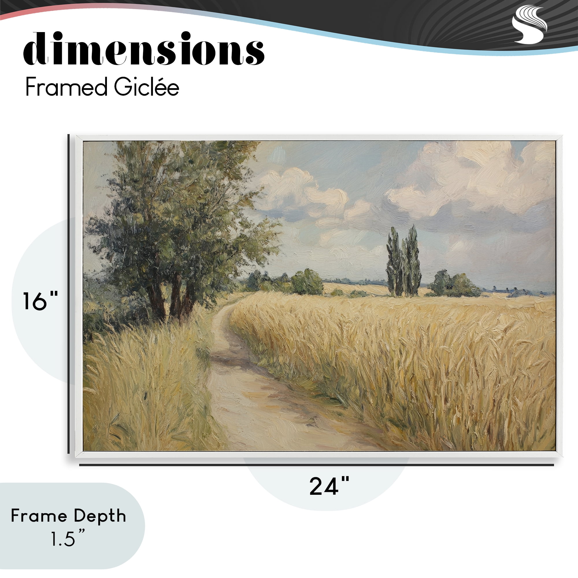 Stupell Industries Quiet Path Through Wheat White Framed Giclee Art, design by Petal Prints Design