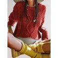 thumbnail image 4 of Women'S Oversized Fall Sweaters Casual Long Sleeve Crewneck Chunky Cable Knit Pullover Tops Winter Clothes Red L, 4 of 9