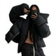 thumbnail image 2 of Chaqueta de mujer con bufanda abotonada, chaqueta de algodón cálida, chaqueta de pan para mujer, 2 of 6