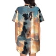 thumbnail image 4 of Womens Pajama Sets With Pocket, Cloud Border Collie Lounge Sets Short Sleeve Sleepwear PJ Sets for Women, 4 of 6