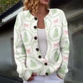 thumbnail image 1 of Plus Size Women's Christmas Santa & Tree Embroidered Cardigan Long Sleeve Round Neck Button Down Knit Sweater For Holiday Season, 1 of 6