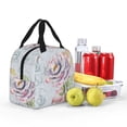 thumbnail image 4 of Rateoe Vintage Rose Pattern Insulated Lunch Bag with Thick Aluminum Foil Lunch Tote Bag with Front Pocket for Men and Women, Ideal for Work, School, Picnics, and Travel, 4 of 5