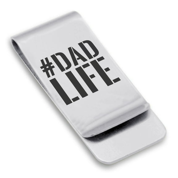 Stainless Steel #DadLife Classic Slim Money Clip Credit Card Holder