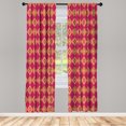 thumbnail image 4 of Ambesonne Ethnic Window Curtains, Geometrical Folkloric Art, Each 28" W x 84" L, Magenta Multicolor, 4 of 4