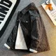 thumbnail image 4 of Chaqueta vaquera negra con botones para hombre, estilo hip hop, con estampado, para otoño, estilo coreano, holgada, de alta calidad, 4 of 4
