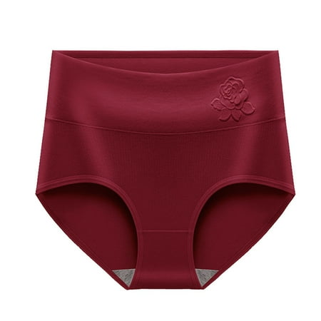 Dasayo Women s Panties High Waist Red Cotton Solid Tummy Control Stretch Plus Size Underpant Womens Underwear Bikini XXL