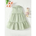 thumbnail image 3 of 5T Baby Girls Dress Toddler Girls Summer Sleeveless Dress 5T Girls Plaid Dress Green, 3 of 6