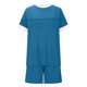 thumbnail image 5 of Tops de Cuello Redondo para las Mujeres Casual de Manga Corta Y Pantalones Cortos con Cordón de Dos Piezas Color Bloqueado Conjunto, 5 of 9