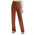 thumbnail image 1 of Pantalon Décontracté Taille Haute Jambe Droite avec Poches pour Femmes, 1 of 5