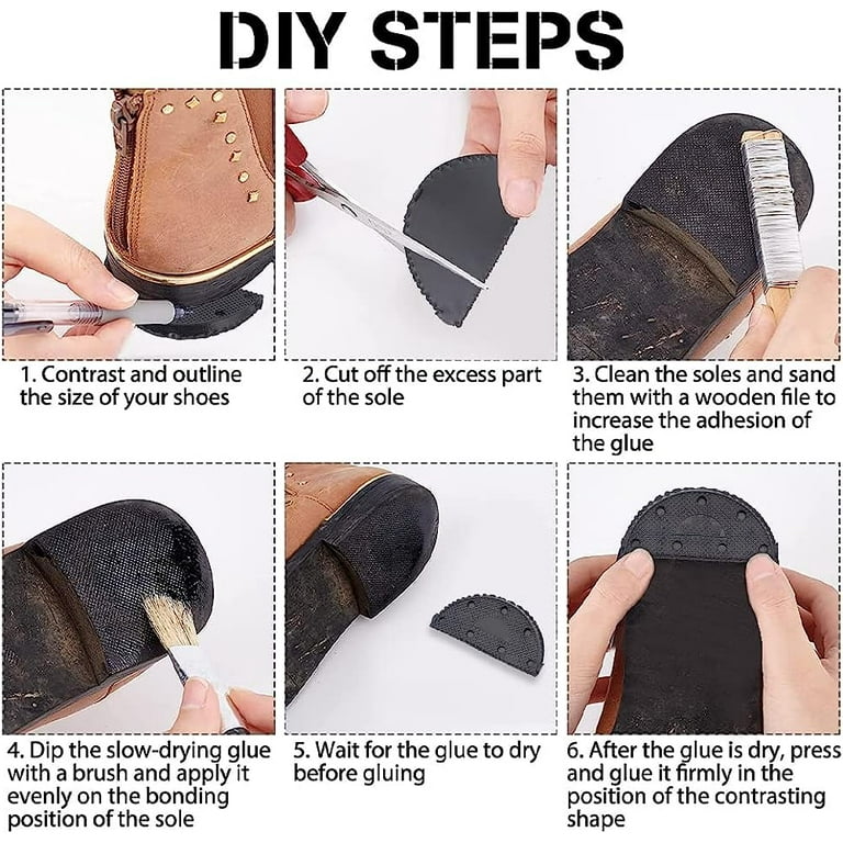 60 Pcs Heel Plates Rubber Shoe Heel Taps Black Shoe Sole Heel Shoes Repair Pads Replacement Shoe Repair Kit with Iron Nails