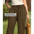 thumbnail image 3 of CASSIE LIZ Womens Plus Size Curvy Summer Wide Leg Palazzo Pants Beach Vacation Drawstring Trousers 4XL 24W 26W, 3 of 10