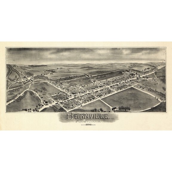 Old Map of Bernville Pennsylvania 1898 Berks County Canvas Art - (36 x 54)