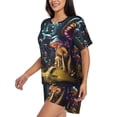 thumbnail image 2 of Goofa Purple Glowing Mushroom for Womens Cotton 2 Piece Pajamas Set Classic Short Sleeve Pjs Set Soft Button Down Sleepwear Loungewear-X-Large, 2 of 7