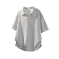 thumbnail image 3 of HomeDM Collared V Neck Shirts for Men Short Sleeve Summer Casual Texture Loose Fit Pullover Tops, Gray, Size 2XL, 3 of 5