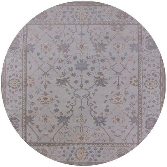 Ahgly Company Indoor Round Mid-Century Modern Dark Gray Oriental Area Rugs, 5' Round