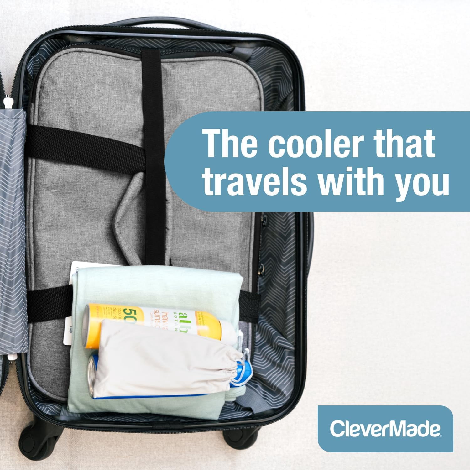 CleverMade Collapsible Tahoe Cooler - 50 Can - Heather Cool Gray/Midnight Black