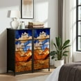 thumbnail image 6 of Dresser for Bedroom with 4 Storage Drawers Rustic Canyon Stained Glass Scene Sagebrush Dressers Chest of Drawers Steel Framed Fabric Closet Organizers for Entryway Western Decor, 6 of 7