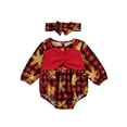 thumbnail image 1 of FOCUSNORM Bébé Fille Noël Imprimé Col Rond à Manches Longues + Bandeau avant, 1 of 6