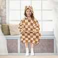 thumbnail image 7 of FORMRS Wearable Blanket Hoodie with Sleeves for Kids Cozy Flannel Sweatshirt, Rusty Orange Plaid, 7 of 7