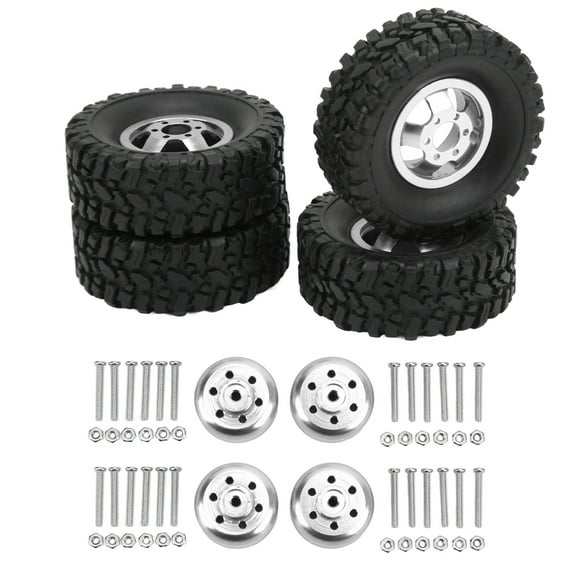 RC Car Tires And Wheels, Improve Appearance Abrasion Resistance RC Wheels And Tires 1/16  For WPL C14 C24 Silver