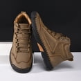 thumbnail image 6 of Dakaela Men's Leather Shoes Lace up Slip on Flats Loafers High Top Ankle Work Boots Waterproof Walking Driving Booties Khaki 8.5, 6 of 9