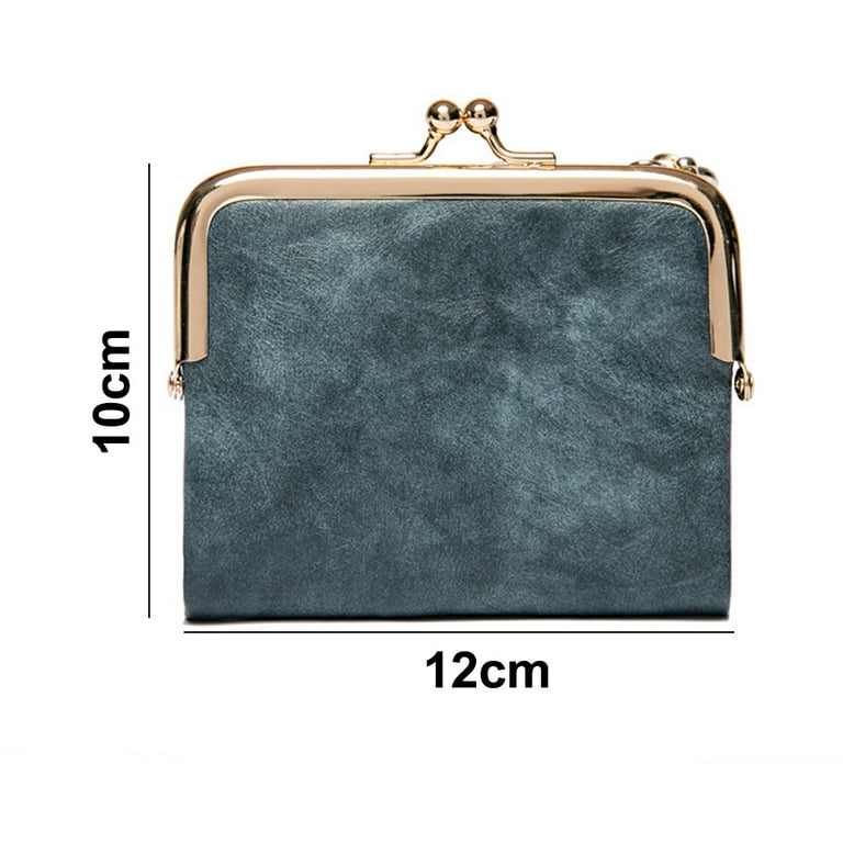 Womens Wallet Small Bifold Rfid Ladies Mini Vintage Coin Purse With Zipper and Kiss Lock - blue Womens Wallet Small Bifold Rfid Ladies Mini Vintage Coin Purse With Zipper and Kiss Lock - blue