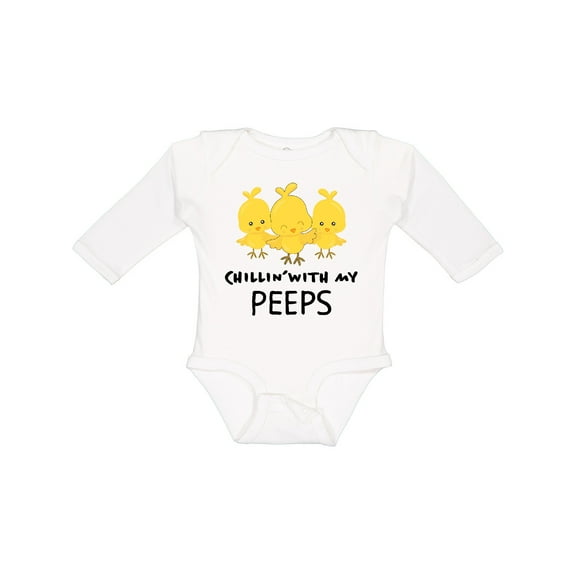 Inktastic Chillin' with My Peeps Boys or Girls Long Sleeve Baby Bodysuit