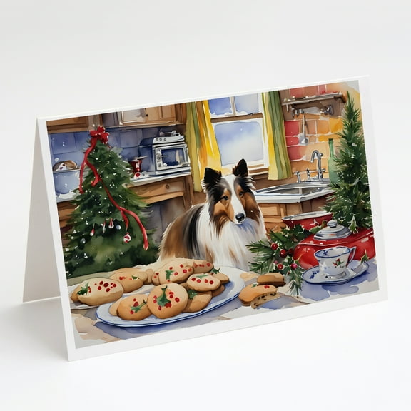 Sheltie Christmas Cookies Greeting Cards Pack of 8 7 in x 5 in