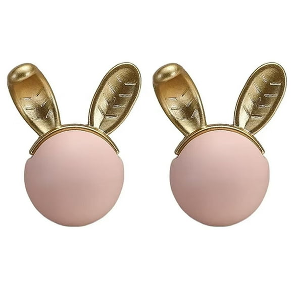 HDJNal Pink Rabbit Shape Cabinet Knobs - Set of 2 - Ceramic Drawer Pull Handle Kitchen Cupboard Wardrobe Knob Kid's Room Decorative Furniture Hardware