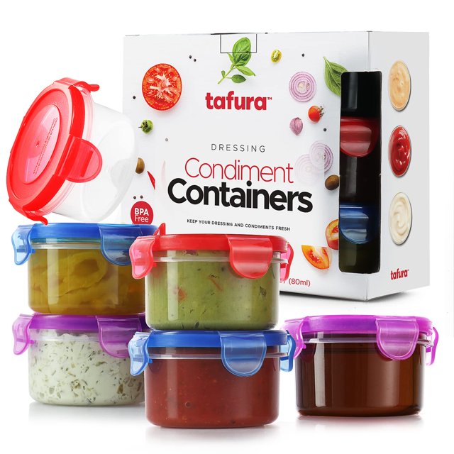 Envase de aderezo para ensaladas Tafura, 80 ml, paquete de 6 unidades, para lonchera