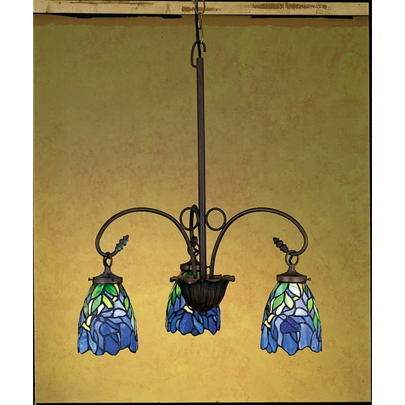 Meyda Tiffany 27412 Stained Glass / Tiffany 3 Light Down Lighting Chandelier From The