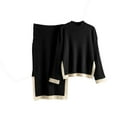 thumbnail image 3 of Sentmoon Travel Set Womens Clothing Oversized Sweater and Womens Skirts Long Sleeve Crew Neck Womens Clothes Color Block Knitted Soft Loose Outfit Fall and Winter for Oversized Comfy Pullover, 3 of 4