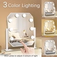 thumbnail image 3 of Espejo de tocador AMZTOLIFE Hollywood con luces, 3 modos de color, 3 of 6