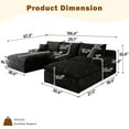 thumbnail image 4 of 106" Corduroy Modular Boneless Couch with Left Chaise & Ottoman, Upholstered Sectional Couches with Removable Cushion, No Assembly Required, Cloud Sofa for Living Room, 4 of 17