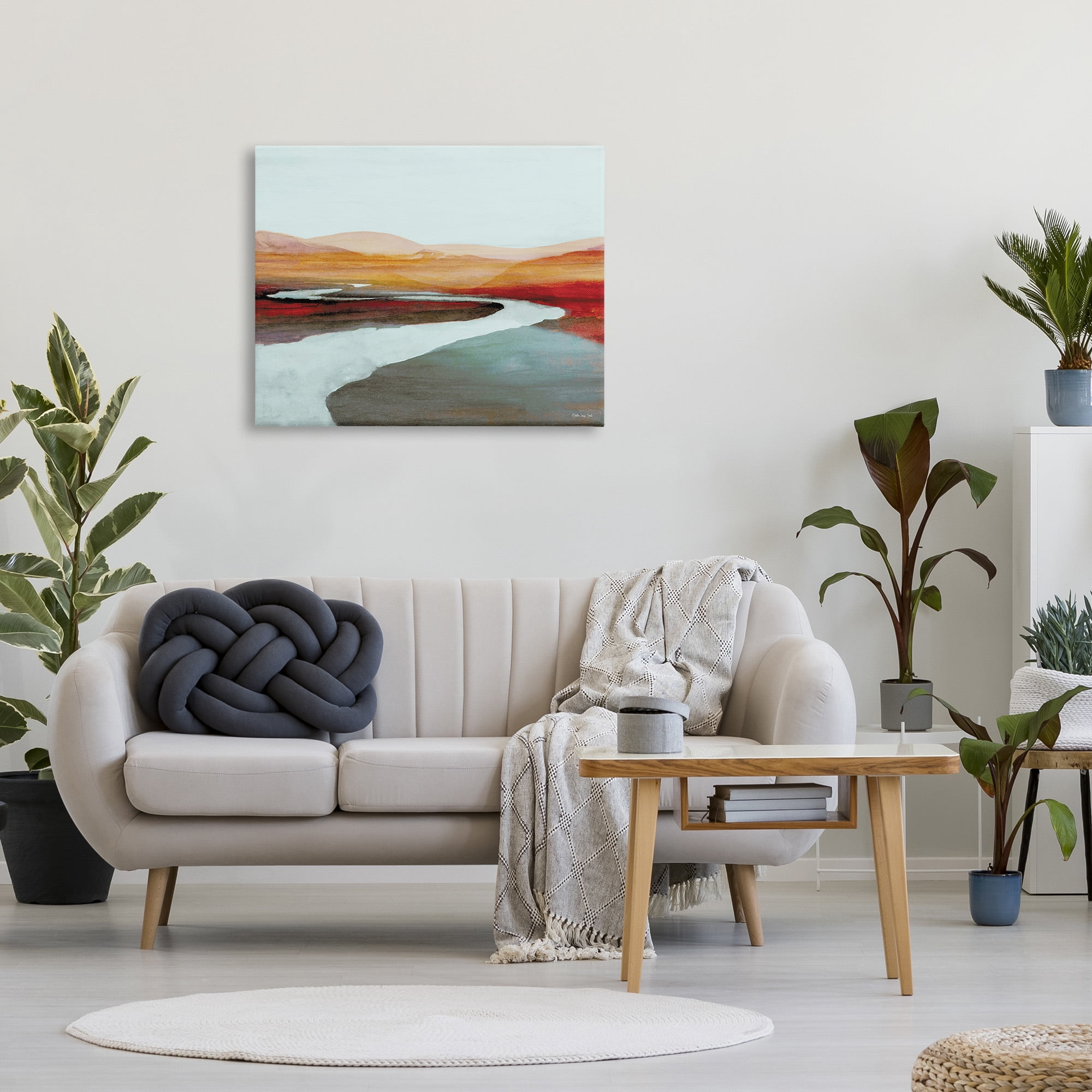 Stupell Industries Flowing River Landscape Landscape Painting Gallery Wrapped Canvas Art Print Wall Art, 40 x 30