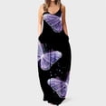 thumbnail image 1 of SMihono Robe Maxi Bohème d'Été pour Femmes Grande Taille Mode Femme Bretelles Taille Mi-Haute Col en V Sans Manches Rayée Imprimée Robe Longue de Plage, 1 of 5