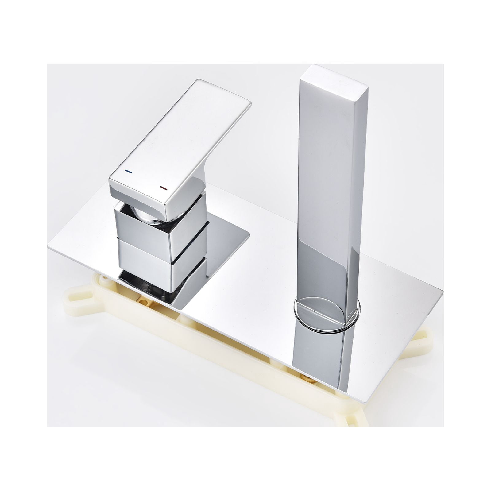 Dawot Wall Mount Single Handle Bathroom Faucets, Polished Chrome Vessel Sink Bathtub Solid Brass Mixer Taps, Hot and Cold Spout Wall Mount Faucet, Rough in Valve Included
