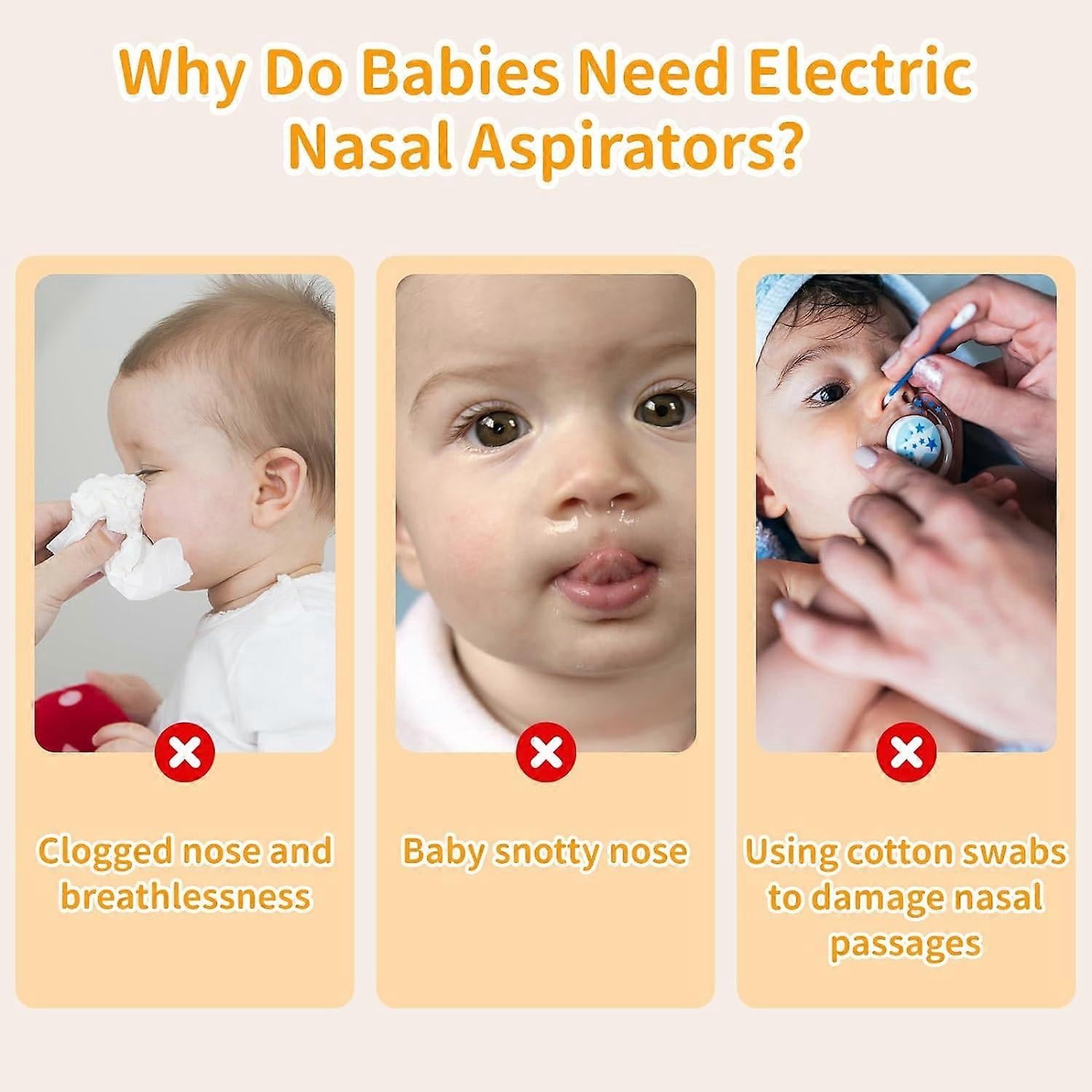 SONGAUN Nasal Aspirator Baby, Baby Nose Sucker 9 Suction Levels Electric Nasal Aspirator for Babies Automatic Nose Cleaner for Newborn Toddler