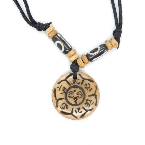 Buddha of Compassion Yak bone pendant necklace