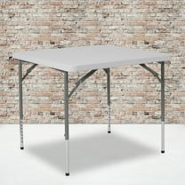 Emma   Oliver 2.79-Foot Square Height Adjustable Granite White Plastic Folding Table