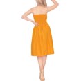 thumbnail image 4 of HAPPY BAY Women's Beach Summer Casual Backless Smocked Mini Flowy Dress Tube Top Strapless Dresses for Women One Size Tangerine, Solid, 4 of 4