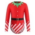 thumbnail image 4 of TiaoBug Kids Girls Candy Cane Costume Stripes Santa Helper Leotard Gymnastics Dance Bodysuit Red 12, 4 of 7