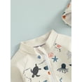 thumbnail image 7 of Nygoyerh Toddler Boys Long Sleeve Swimwear Casual Marine Animal Print Zipper Rash Guard Swimsuit and Hat Beachwear Bathing Suit Infant Clothing 0M 3M 6M 9M 12M 18M 2T 3T, 7 of 7
