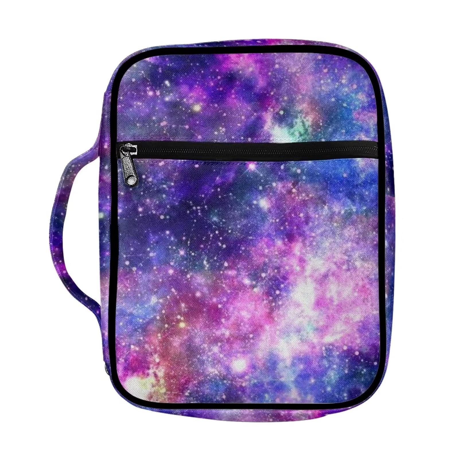 Diaonm Cosmic Starry Sky Bible Cover for Women Book Carry Case Church Bag Book Note Holder