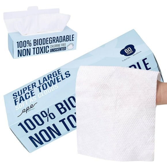 Toallas faciales RPE Life XL 30 x 20 cm, biodegradables, 60 unidades