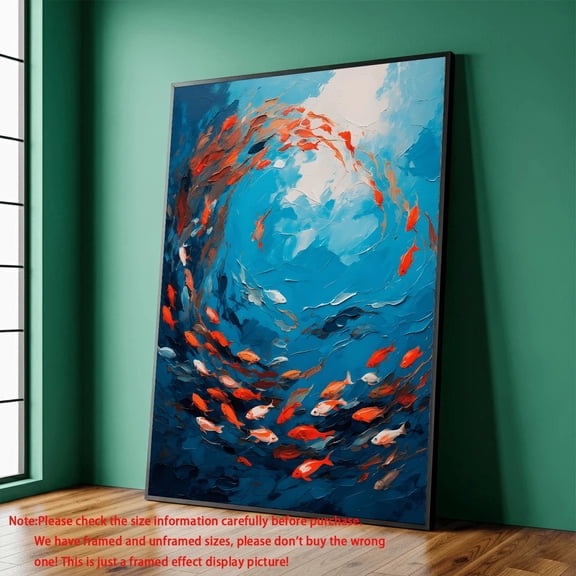 Neutral Tone Canvas Painting Modern Abstract Wall Art 1pc, Canvas Wall Art, Framed Wall Decor, 2D, Ocean Fish Canvas Print, Blue Abstract Canvas Art, Ocean Theme, Living Room Wall Decor, Wall Art, Po
