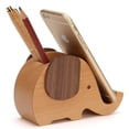 thumbnail image 4 of Portalápices de madera para decoración de escritorio, organizador de escritorio con soporte para teléfono móvil (estilo de un solo orificio), 4 of 5