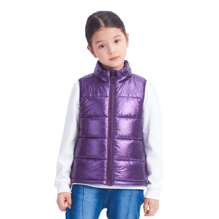 Girls Winter Puffer Vest Kids Hooded Sleeveless Gilet Lightweight Warm Outwear Water Resistant with Pockets Collar