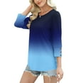 thumbnail image 5 of Ashirexll Womens Summer Tops, Short Sleeve Shirts for Women, Fashion Printed Round Neck Button 3/4 Sleeve Blouse, 5 of 7