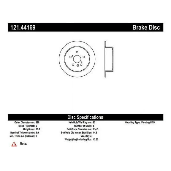 C-Tek Disc Brake Rotor 121.44169 Fits select: 2009-2015 TOYOTA VENZA